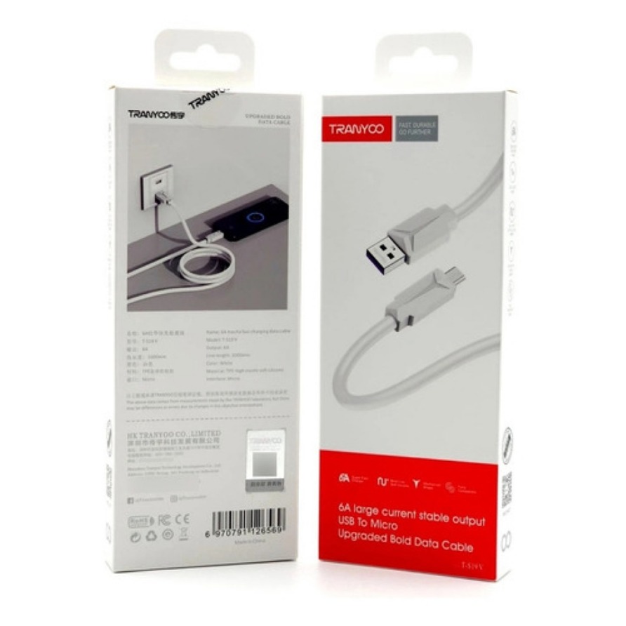 Cable USB Micro 1m 6A - Tranyoo T-S19V