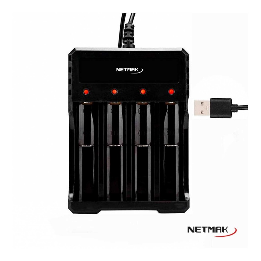 Cargador de Pilas USB x4 NETMAK NM-CH5