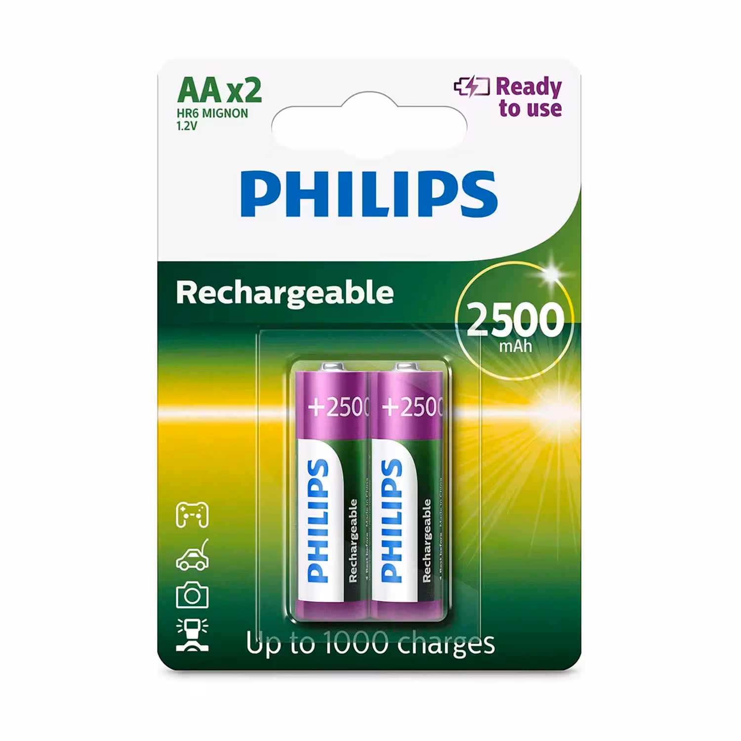Pilas Recargables AA x2 2500mAh - PHILIPS