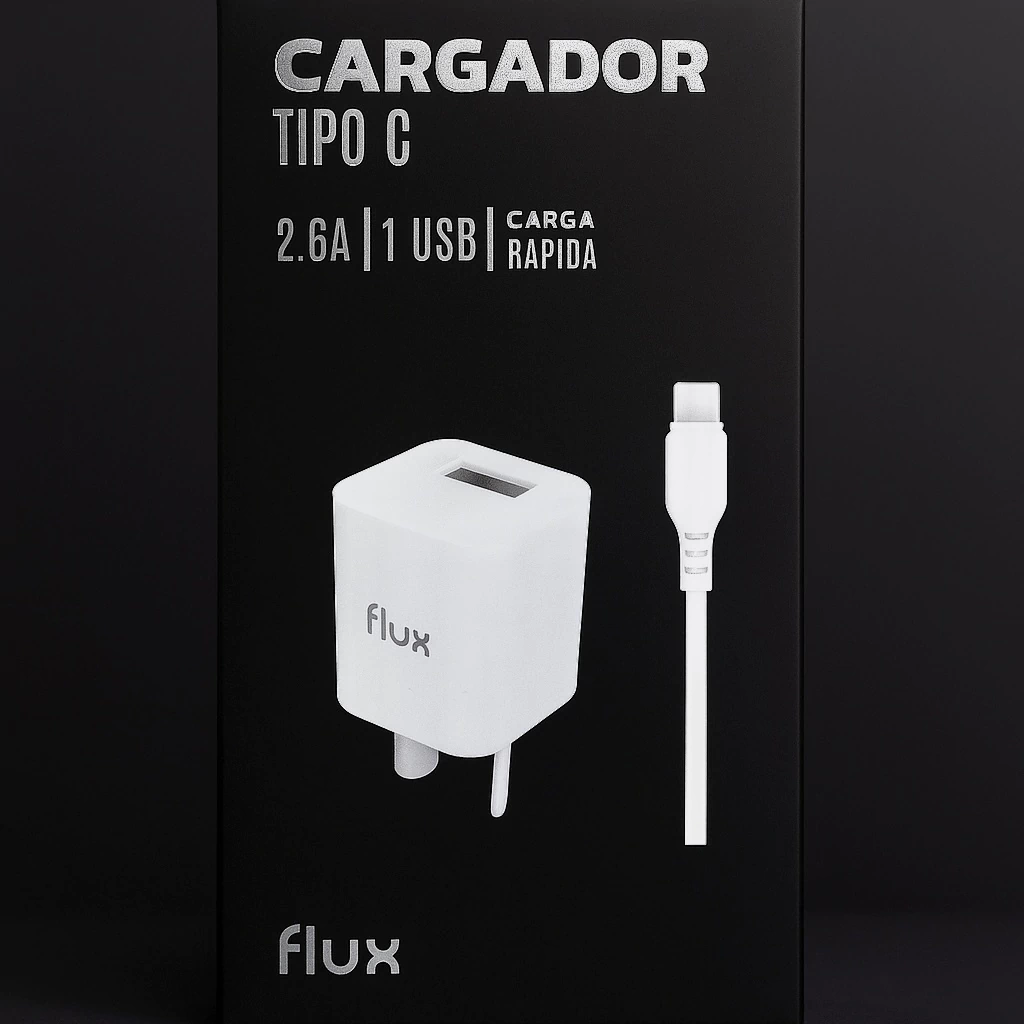 Cargador Celular USB A + Tipo C 2.6A 20w - Flux