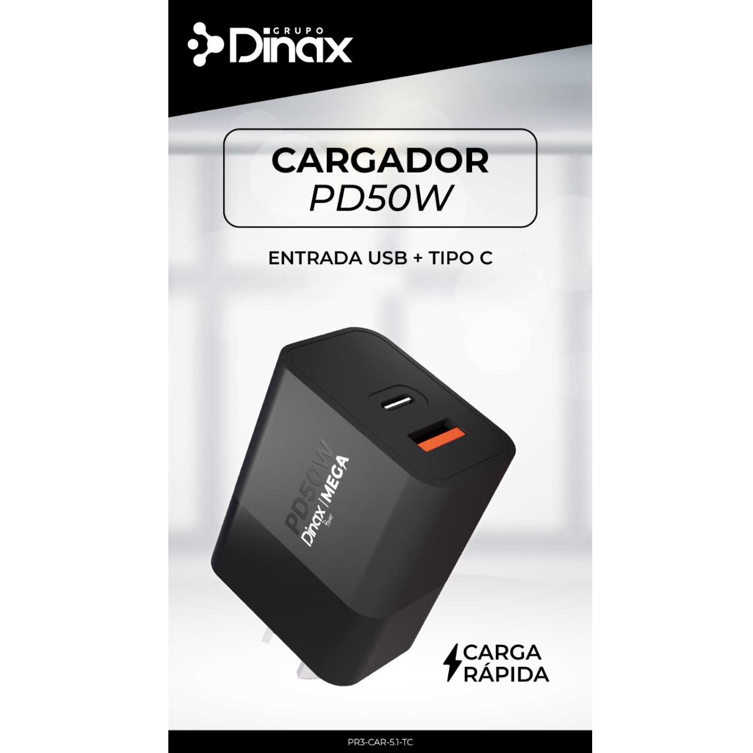 Cargador Cabezal USB A + Tipo C 50w - DINAX