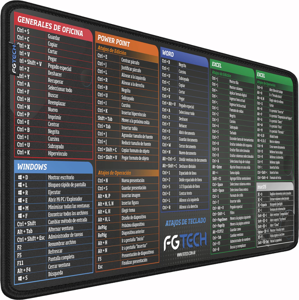 Mouse Pad 70x30cm Atajos - FG