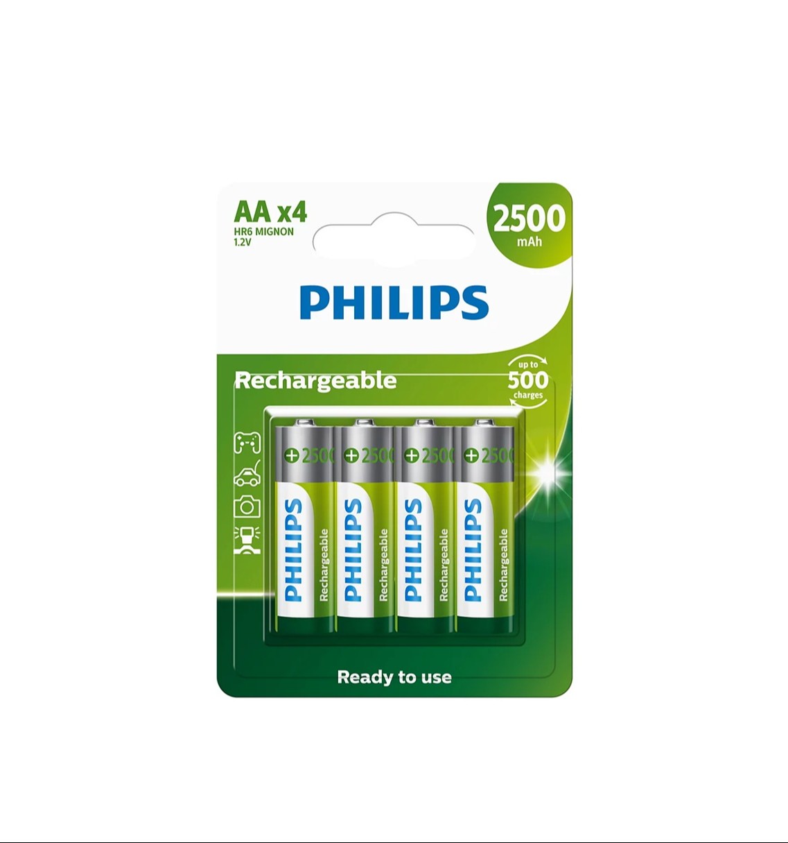 Pilas Recargables AA x4 2500mAh - PHILIPS