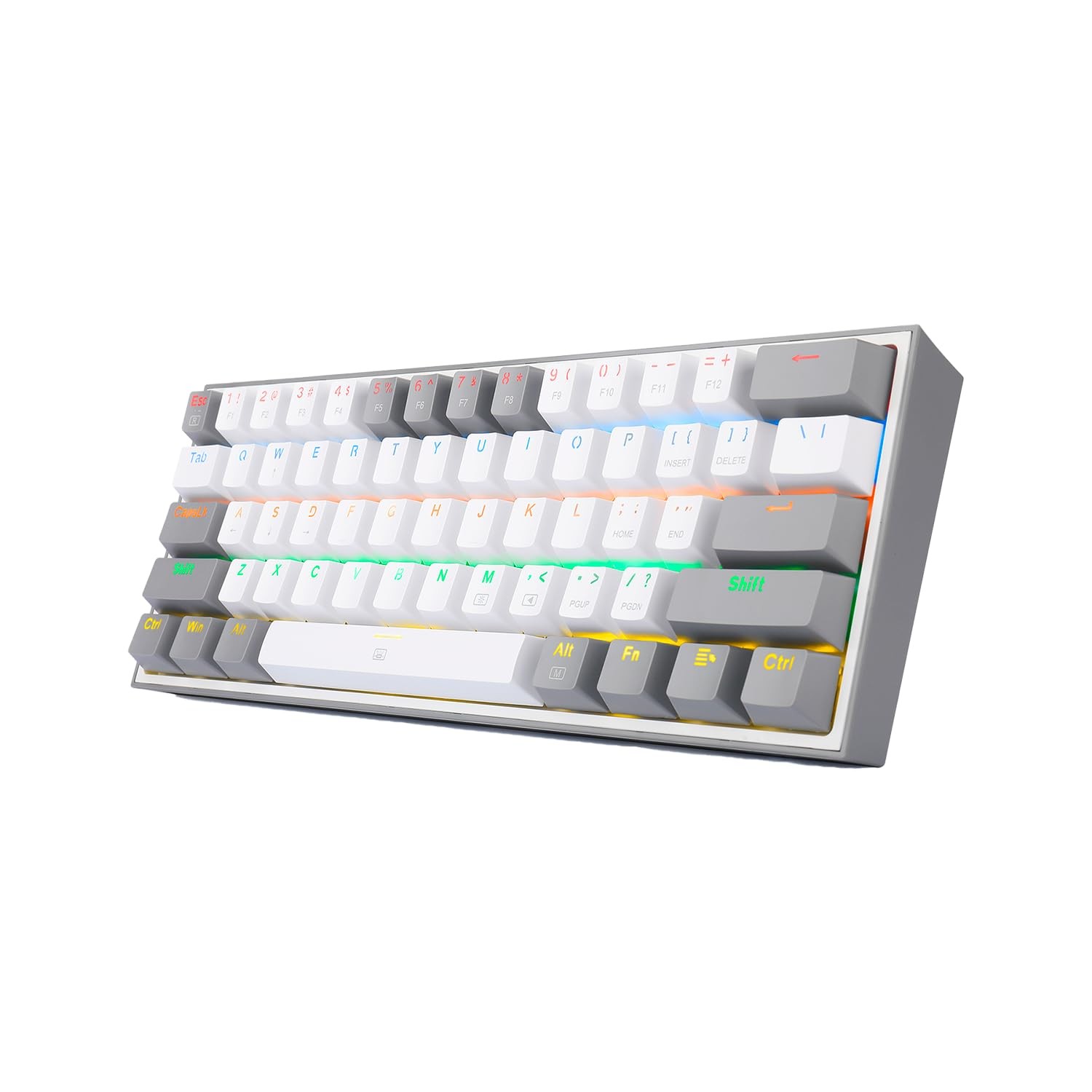 Teclado Mecanico Redragon Fizz Rainbow - Blanco Gris K617-R