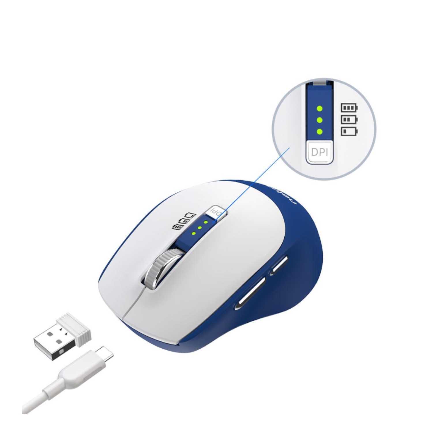 Mouse Inalámbrico NETMAK OPTIMIZE M679 - Azul/Blanco - imagen 2