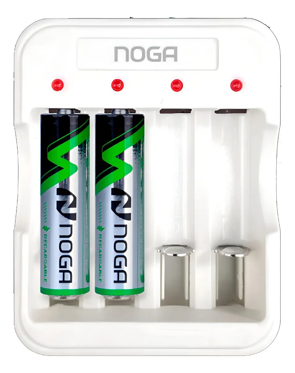Cargador de Pilas USB x4 + Pilas Recargable AA NOGA