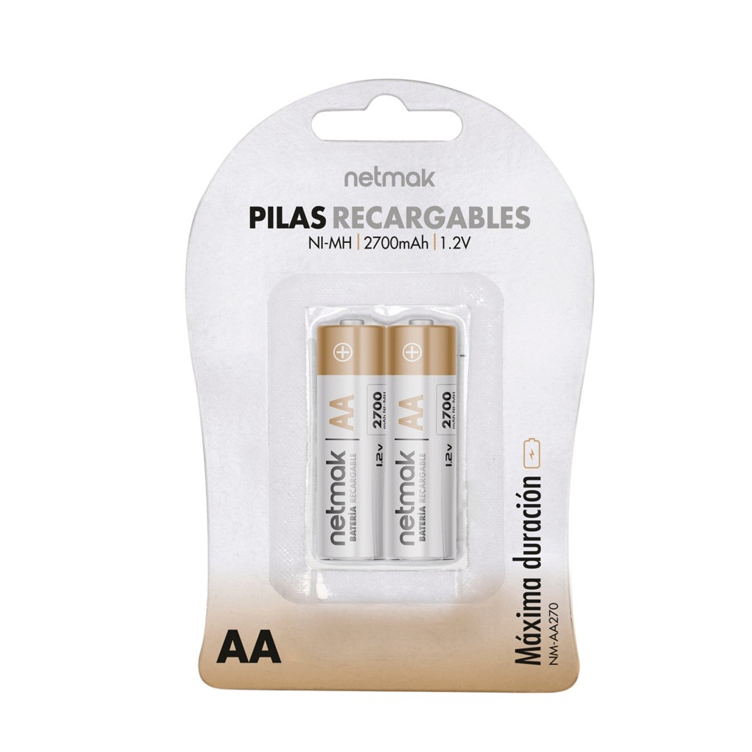 Pilas Recargables AA x2 2700mAh - Netmak