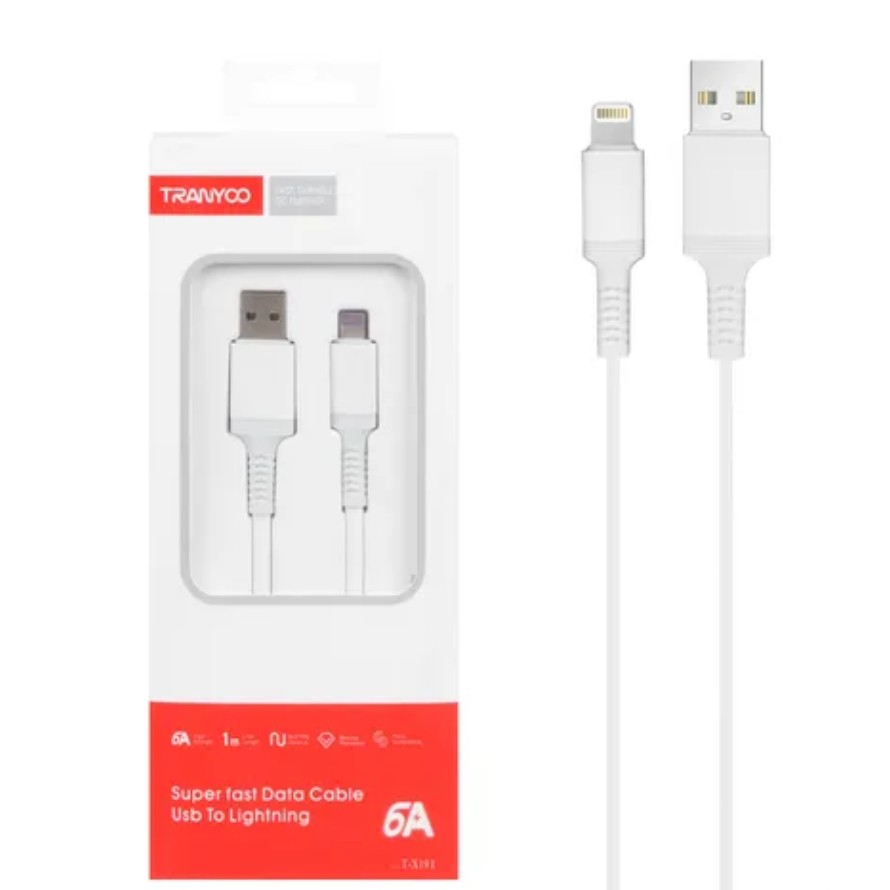 Cable USB Lightning 1m 6A - Tranyoo T-X19I