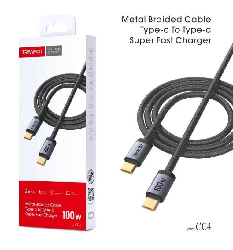Cable USB Tipo C a Tipo C 2m 100w - Tranyoo CC-4