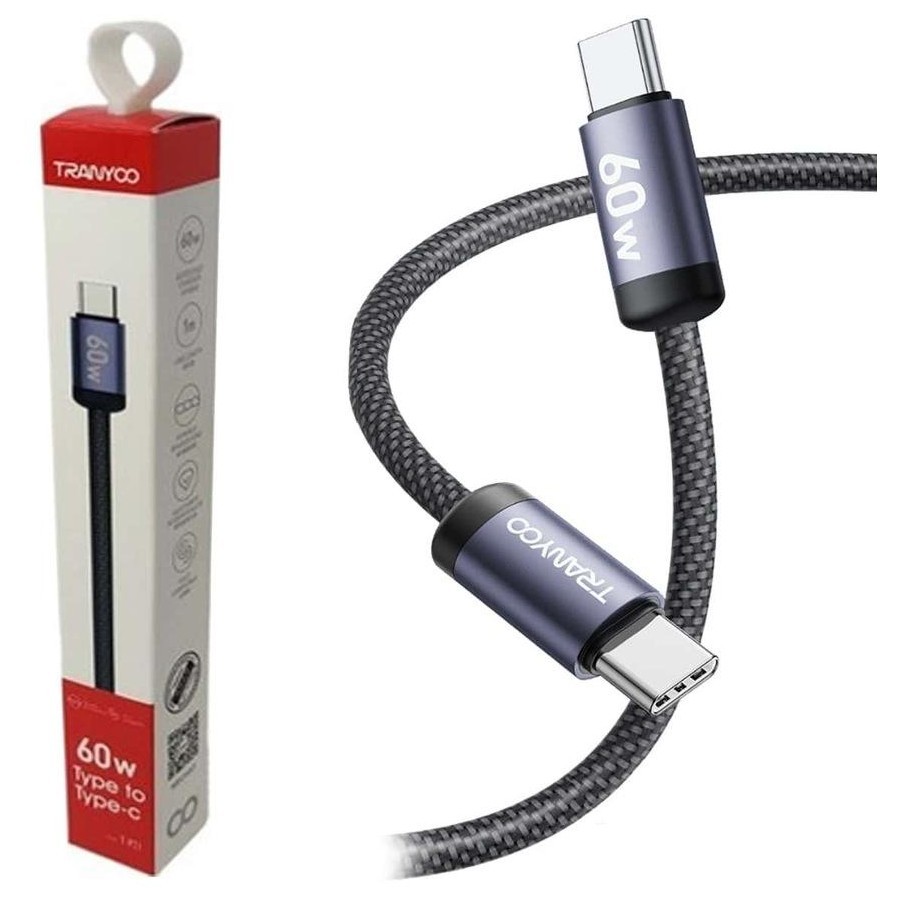 Cable USB Tipo C a Tipo C 1m 60w - Tranyoo T-P21