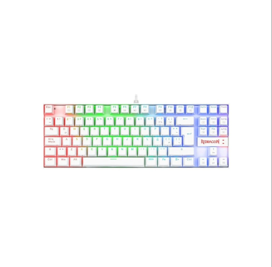 Teclado Mecánico Redragon Kumara RGB - Blanco - Switch Rojo