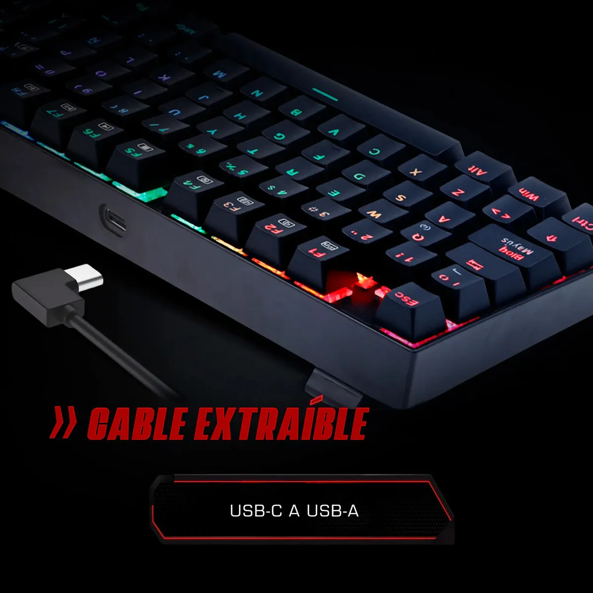 Teclado Magnetico Redragon Kumara RGB - Negro - imagen 3