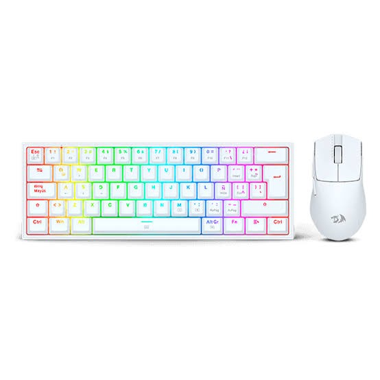 Kit REDRAGON Teclado Dragonborn + Mouse K1ng 1K - Gaming Essentials -Blanco - Switch Rojo