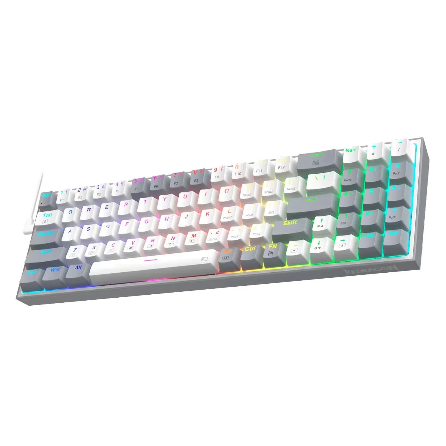 Teclado Mecánico Redragon Pollux K628WG-RGB - Blanco/Gris