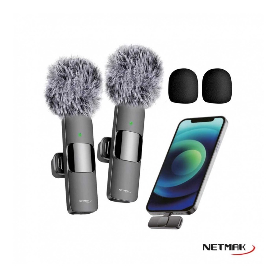 Micrófono Corbatero Doble con Filtro Antiviento - NETMAK