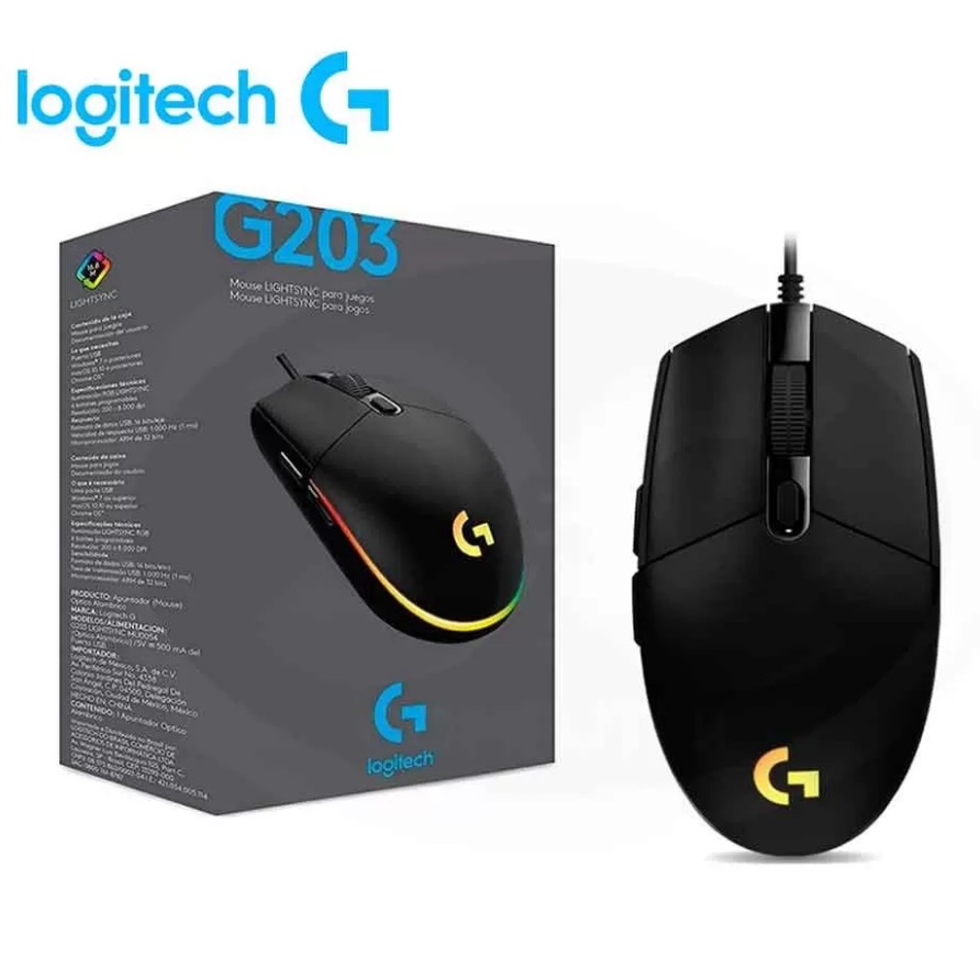 Mouse Logitech G203 Lightsync - Negro