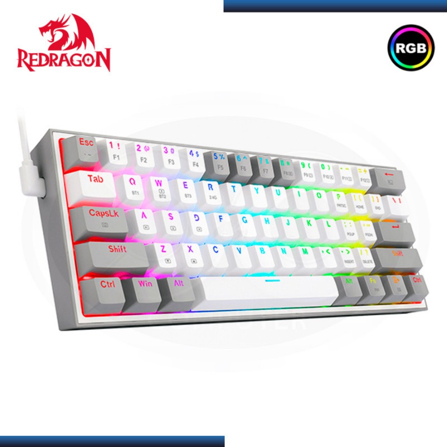 Teclado Mecánico Redragon Fizz Pro RGB - Blanco/Gris - Inalámbrico - SW RED