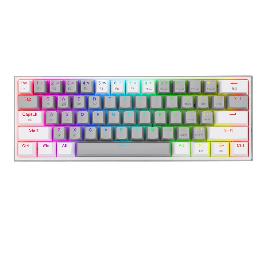 Teclado Mecánico Redragon Fizz Pro RGB - Gris/Blanco - Inalámbrico - SW RED